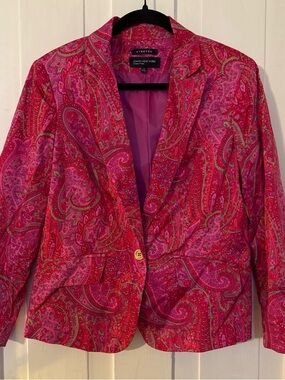 Jones New York Fuchsia Paisley Single-Button Blazer